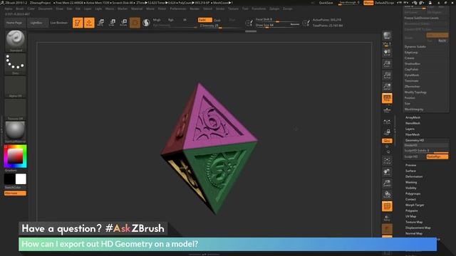 #AskZBrush: “How can I export out HD Geometry on a model?”