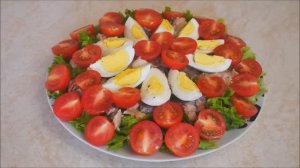 САЛАТ за 5 минут БЫСТРЫЙ и ВКУСНЫЙ Салат БЕЗ майонеза рецепт Салат с тунцом и черри САЛАТ рецепт