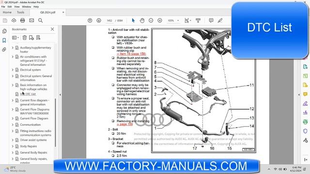 2024 Audi Q8 OEM factory repair manual смотреть онлайн