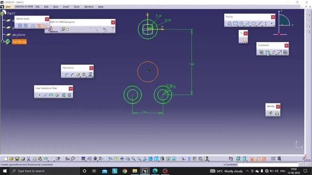 CATIA V5 R21 | 2D SKETCH | BASIC FOR BEGINNER'S || #19 with voice | catia with explain | HINDI CATI