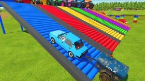 Трактора и разноцветные мячики