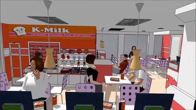 Sketchup Animation Interior Design "Milk Tea Cafe & Korea Gift Shop 2"