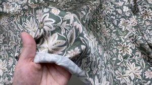 Шёлк  оливкового цвета с принтом вышивка 46586