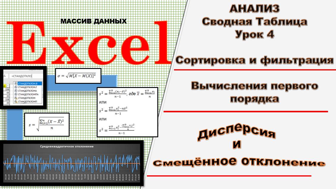 Сводная таблица 4. Сортировка, фильтрация, дисперсия.