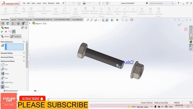 SOLIDWORKS TUTORIALS 2022 | SCREW MATE IN SOLIDWORKS | SOLIDWORKS ASSEMBLY TUTORIALS | EXPLAIN CAD