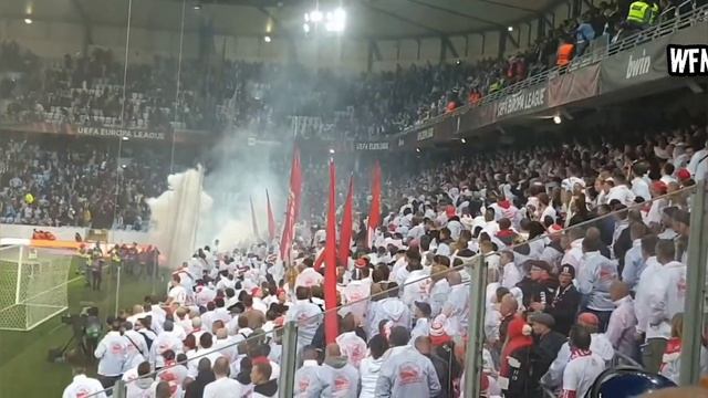 Malmo vs Union Berlin match was suspended due to firecrackers being thrown into the field. смотреть онлайн
