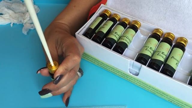 MY Panax RED Ginseng Extractum  bottles. Hand MovementsSatisfying Videos visuals ASMR 