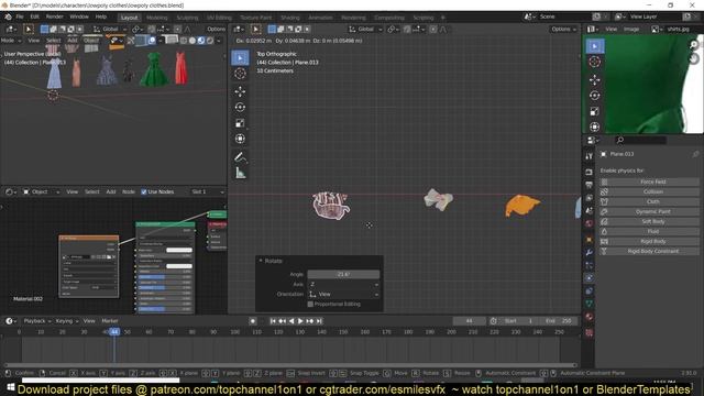 how to simulate clothes and shirts hunging in blender