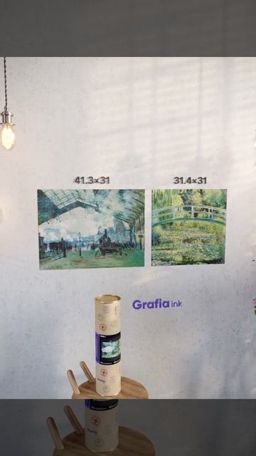 Картины-наклейки Grafia.ink искусство репродукции живопись Вокзал Поезд Лилии Пруд художник КлодМон