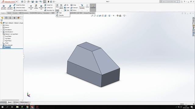 SOLIDWORKS FOR BEGINNERS TUTORIAL 8 - Chamfer Tool Part 2! смотреть онлайн