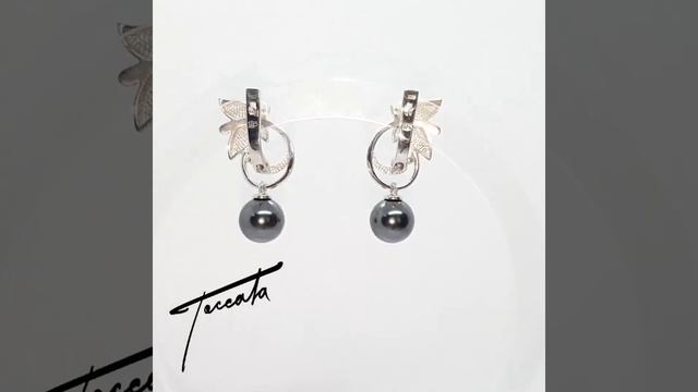 Серьги из серебра с жемчугом Swarovski "Papillon" Toccata jewelry СГ212-1902-302