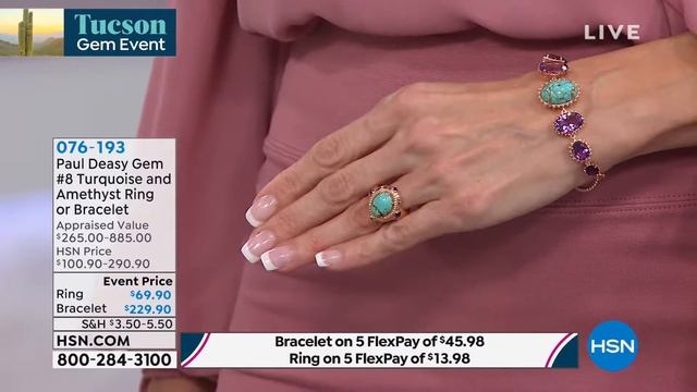 Paul Deasy Gem Oval 8 Turquoise and Amethyst Ring
