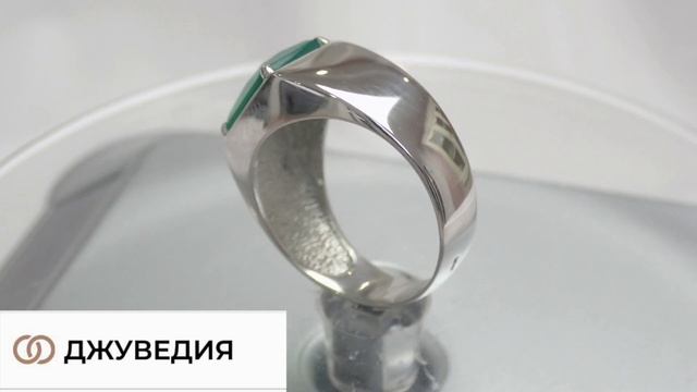 ДЖУВЕДИЯ Перстень Мужской с зеленым агатом Серебро 925 Артикул КМ-297 смотреть онлайн