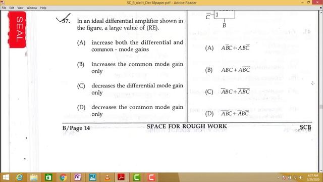 NIELIT Scientist B Paper with Answer Key (Exam date: 2/12/2018)