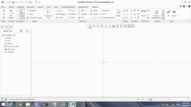 using extrude command ptc creo 3.0/ pro engineer easytutorial part1