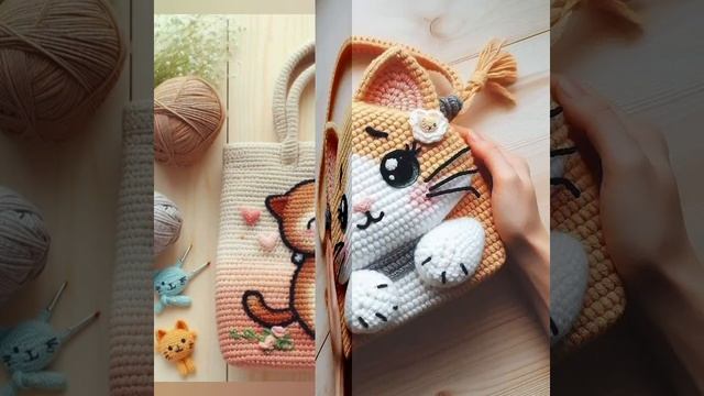 Чудесные вязаные сумки с котятами! Идеи для вязания! #crochet #ideas #knitting #вязание