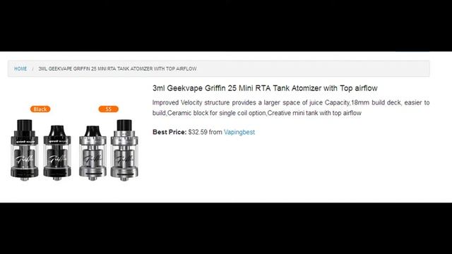 Clear Sale Geekvape Griffin 25 Mini RTA Tank смотреть онлайн