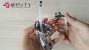 MChastity - How to Assemble Stainless steel Sissy Locked In Chastity Cage With Catheter