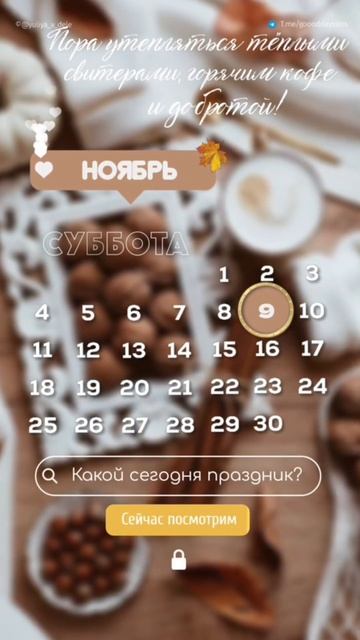 9 НОЯБРЯ/ ДЕНЬ хранительницы домашнего очага/ ромовой бабы/ мясного «хлеба»/ (СОБР, ОМСH)/