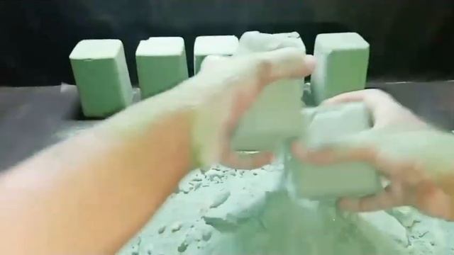 Green Cylinders ASMR Baking soda Crushing #asmr