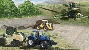 Farming Simulator 25 / Карта Zielonka / BGA JCB,  Сенокос Krone Big M 450,  New Holland T7