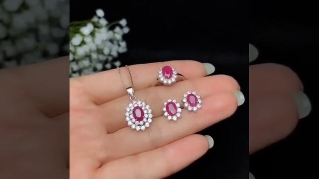 Женское кольцо с кулоном kjjeaxcmy, инкрустированное натуральным рубином, ювелирное изделие смотреть онлайн