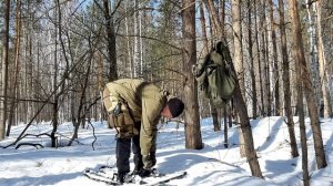 Bushcraft СОЛО ВЫХОД В ВЕСЕННИЙ ЛЕС на Снегоступах Canadian Camper Forester.  . #25