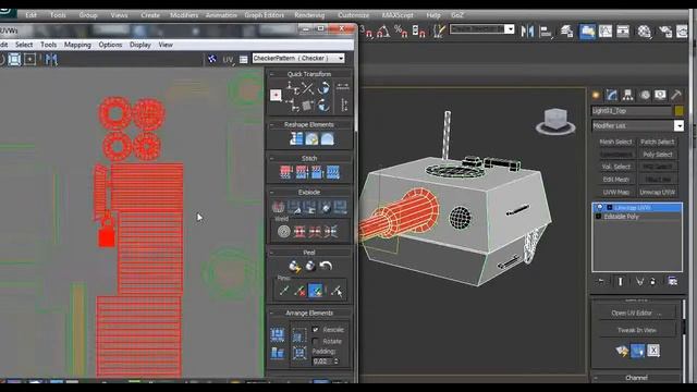 Tutorial: How to set up one UV map for multiparted model in Autodesk 3Ds Max + Adobe Photoshop tips смотреть онлайн