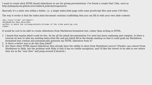 Using Jekyll to generate HTML-based slideshow presentations from Markdown source? смотреть онлайн