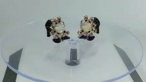 Серьги с натуральными эфиопскими опалами, черной шпинелью и желтыми сапфирами Сонгеа Серебро 925