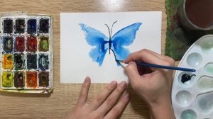 Как нарисовать бабочку в технике монотипия карандашом и акварелью начинающим | Рисунок для детей
