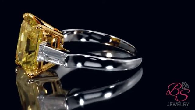 7 CTW Fancy Yellow Radiant Moissanite Engagement Ring "Nice" смотреть онлайн