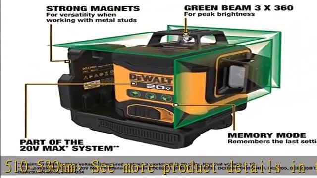 DEWALT 20V MAX Laser Level Kit, Cross Line Laser, 3x360, Green (DCLE34031D1) смотреть онлайн