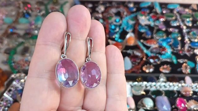 Распродажа  серег  с камнем  серебра и посеребрения по низким  ценам.