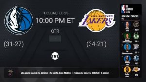 Dallas Mavericks @ Los Angeles Lakers | NBA on TNT Live Scoreboard