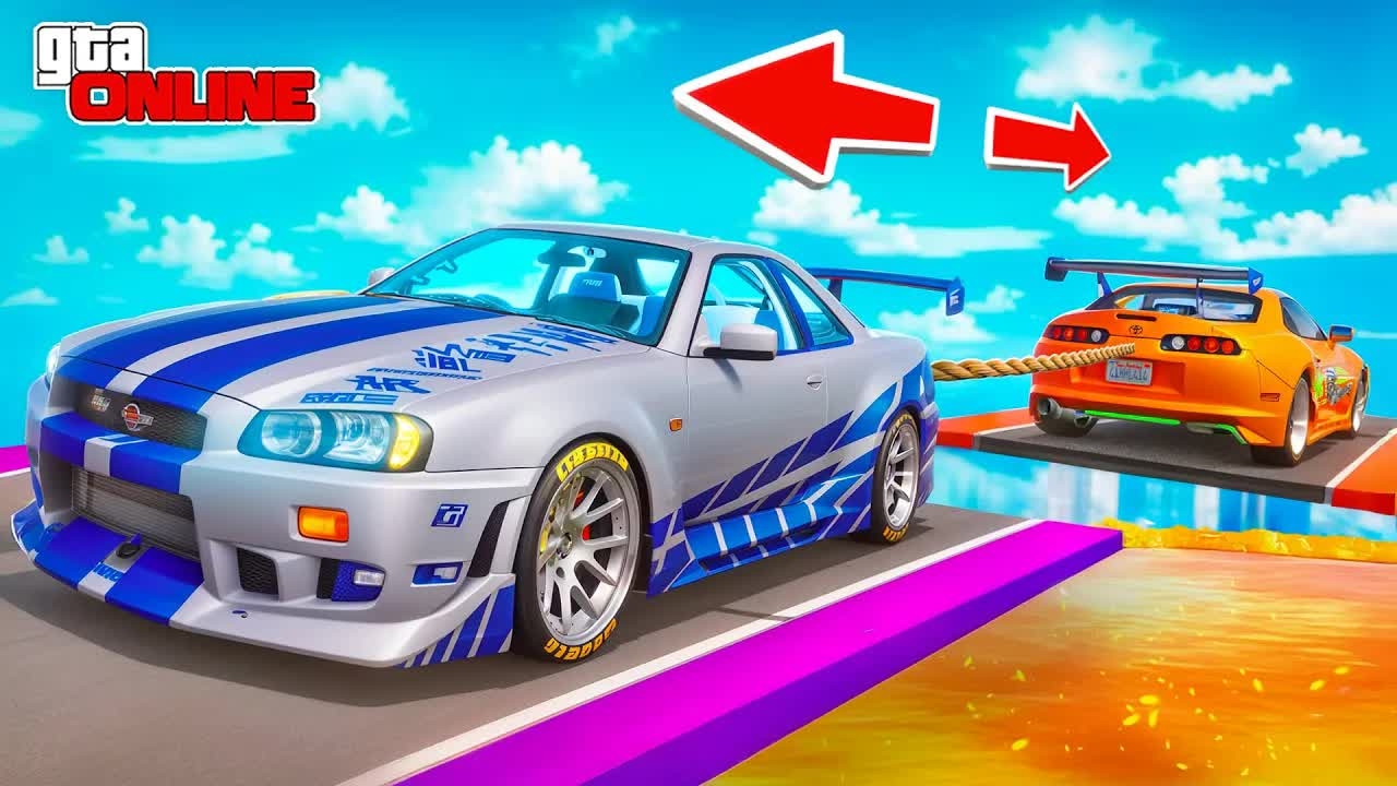КАКАЯ ТАЧКА ИЗ ФОРСАЖА САМАЯ СИЛЬНАЯ? ПЕРЕТЯГИВАНИЕ КАНАТА В GTA 5!  - ЭКСПЕРИМЕНТЫ ГТА 5