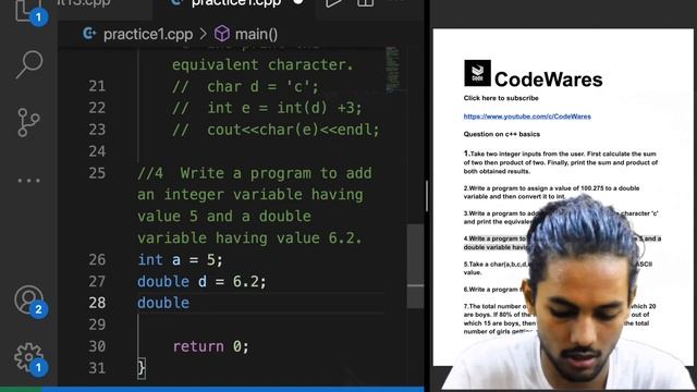 Practice set 1 | C++ Basic, Typecasting, Variables In C++ | CodeWares