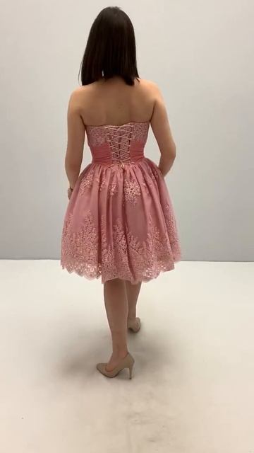 Розовое коктейльное платье мини с открытыми плечами 200423-306905 смотреть онлайн