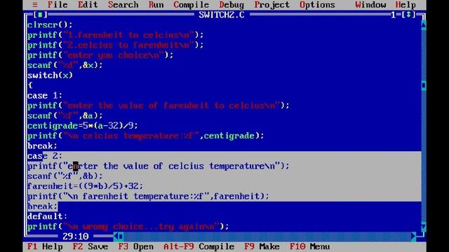 Switch Statement in C Programming |Switch Case Statement in C| Convert Temperature Using Switch Cas