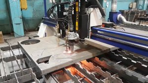 Резка металла толщиной 60 мм газовым резаком Харрис с ЧПУ на станке ОСА серии 6000