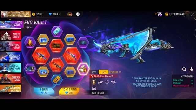 BLUE FLAME DRACO AK SPIN || NEW AK SPIN || EVO VAULT SPIN || NEW EVO VAUL AK SPIN UNLOCK ALL GUN смотреть онлайн