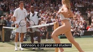 woman drama in 1996 Wimbledon men's final match