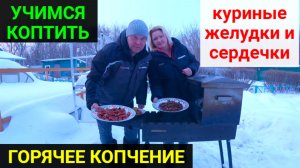 Учимся коптить горячим копчением. Коптим куриные желудки и сердечки.