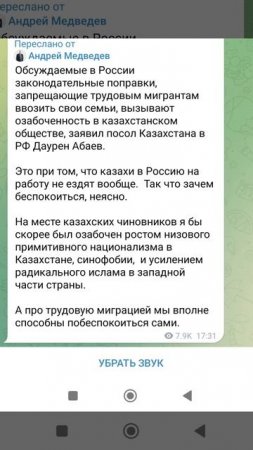 Андрей Медведев ответил послу Казахстана