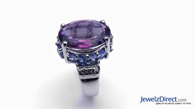 10.40 Carat Genuine Amethyst and Tanzanite .925 Silver Ring