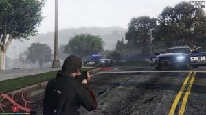 GTA 5 Five Star Police Rampage Chase with Michael Franklin Trevor Ron Wade and Lamar [TRAIN ESCAPE]