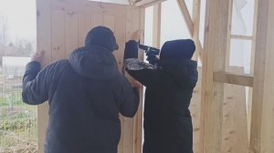 Установка Входной Двери. Обрешётка Первой Стены Для Вагонки / Строю Мини Дом Tiny House 6х3