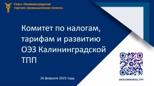 26.02.25 Комитет по налогам тарифам и развитию ОЭЗ Калининградской ТПП