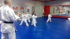 Первый  экзамен маленьких каратистов