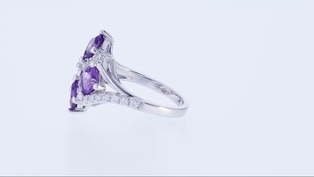 Peora 2 Carat Amethyst Sterling Silver Quad Ring Sizes 5 to 9 SR11786